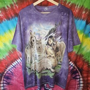 2008 The Mountain Purple Native Lady AND Wolves Tee Jerzeez Tag